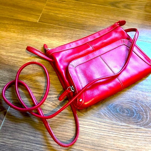 ili New York Leather Cross Body Bag - Bright Red - Picture 1 of 10